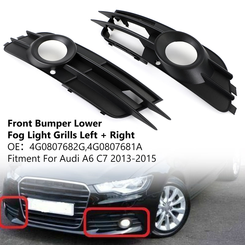 Front Bumper Lower Fog Light Grills Left+Right For Audi A6 C7 2012-2015 Generic