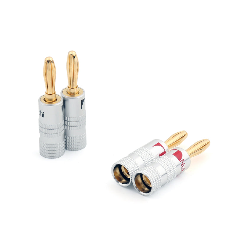 New 4 Pcs Speaker Banana Plug DIY Audio Jack Connector 24K Gold Plated